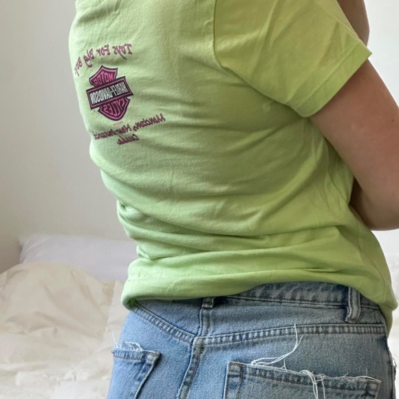 Y2k Harley Davidson green and pink tee - Picture 4 of 7